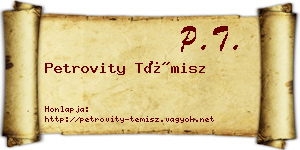 Petrovity Témisz névjegykártya